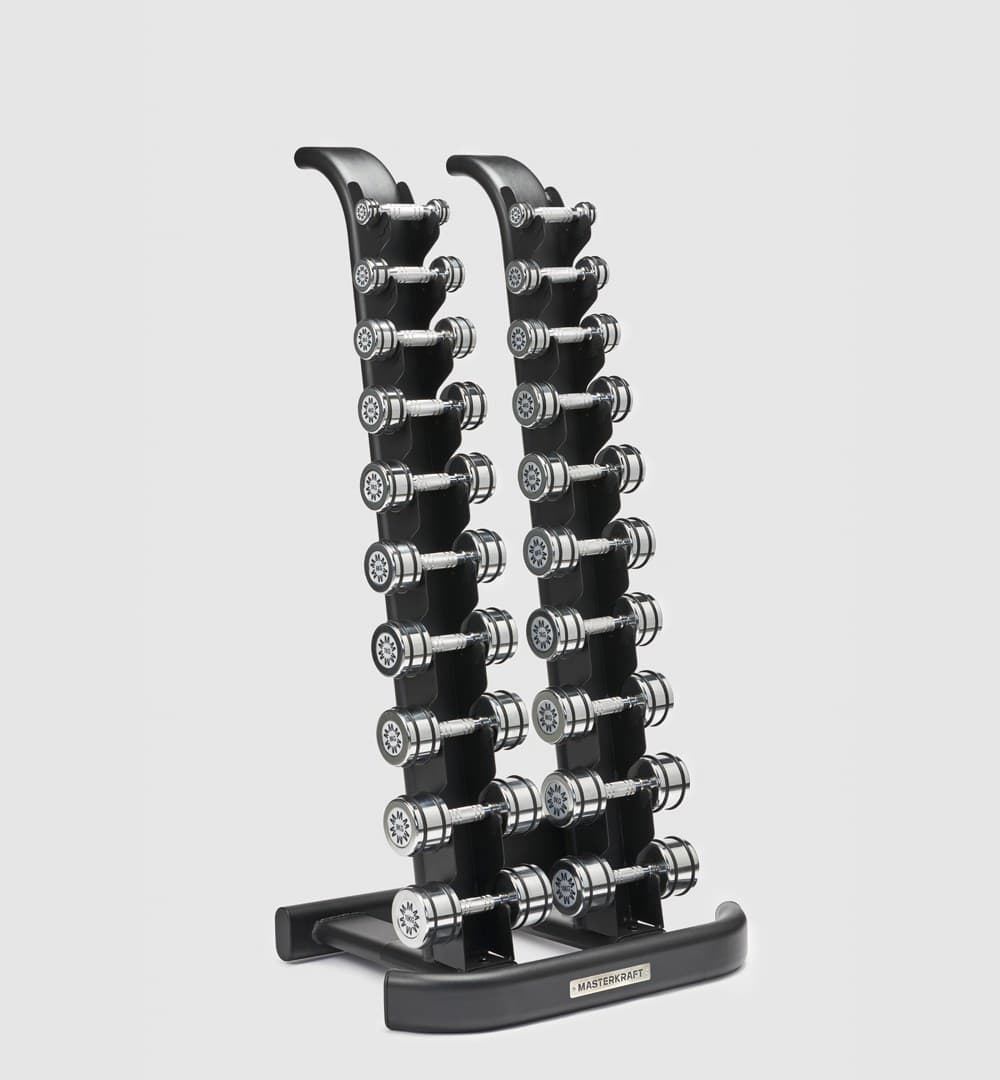 Chrome 110 Dumbbells (1kg-10kg Pairs) & Rack