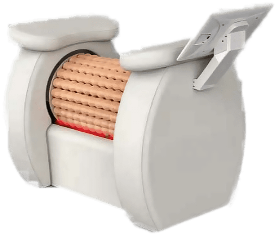 The MasterKraft Recovery Roller, a motorised roller bed with an upholstered commercial housing.