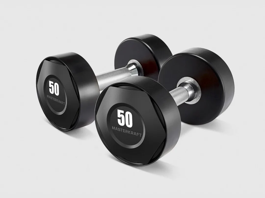 A pair of MasterKraft 50kg fixed dumbbells