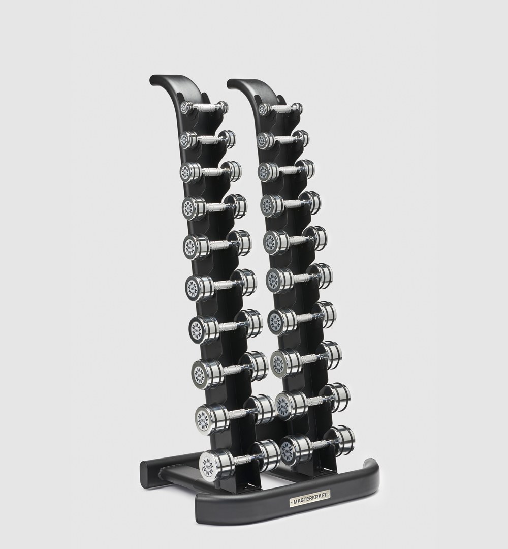 Chrome 110 Dumbbells (1kg-10kg Pairs) & Rack