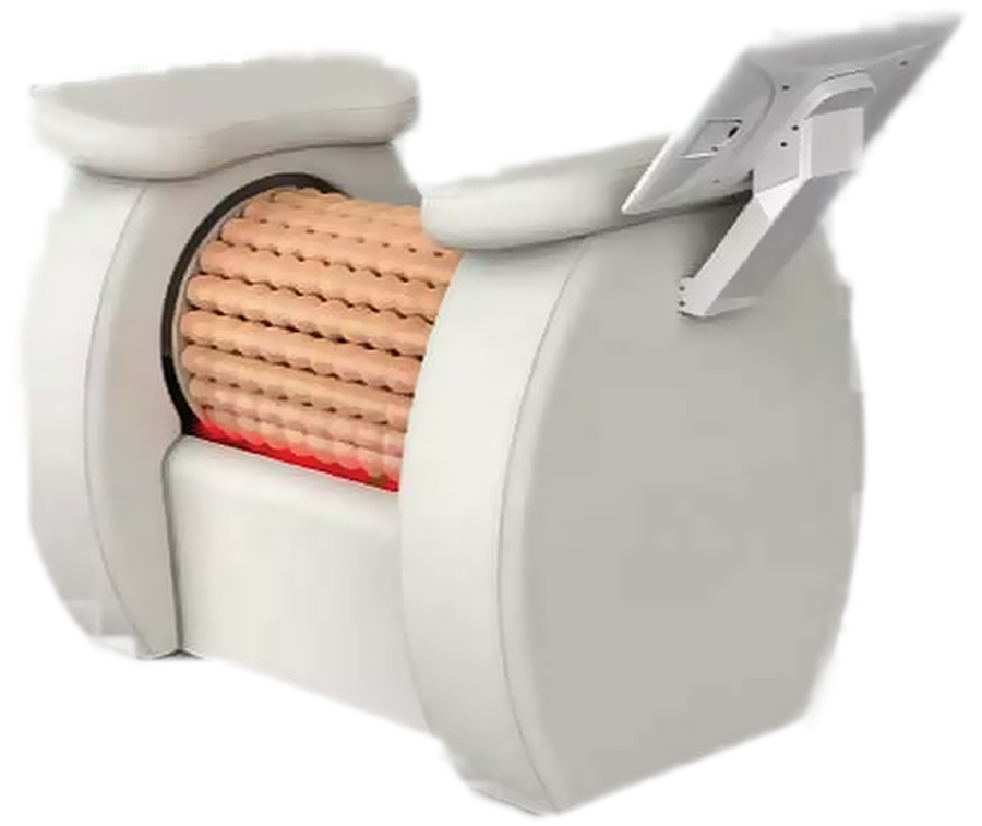 The MasterKraft Recovery Roller, a motorised roller bed with an upholstered commercial housing.